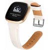 eses Kožený remienok pre Fitbit Versa 3 a 4, Sense 1 a 2 - Biely s prešívaním