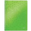 Špirálový zošit, A4, štvorčekový, 80 listov, LEITZ Wow, zelená