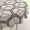 Biante Bavlnený okrúhly obrus Sandra SA-558 Hnedé hexagóny na krémovom Ø 100 cm