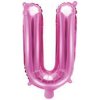 PartyDeco Fóliový balón Mini Písmeno U 35 cm ružový