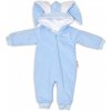 Baby Nellys Menčestrová kombinézka /overal s kožušinkou Cute Bunny modrá