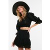 Trendyol Black Lace Detailed Ruffled Voile Beach Bottom and Top Set čierna 38 Trendyol 8683046164251