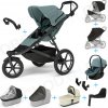 Set 10v1 Thule Urban Glide 3 Mid blue 2024+madlo+vanička Soft beige+pláštenky+moskytiéry+Thule Maple Mid blue+základňa+adaptéry