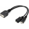 PremiumCord USB redukce kabel USB A/female+Micro USB/female - Micro USB/male OTG kur-18