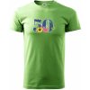 Kvetinové číslo kreslené - 50 - Klasické pánske tričko vyššej gramáže - 3XL ( Trávová zelená )