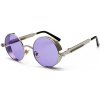 Okrúhle slnečné okuliare Steampunk Strieborné Fialové