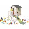 Set domček na pilieroch športový set s kolkami House On Stilts Life Smoby rozšíriteľný s 1,5 m šmykľavkou s vodotryskom