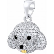 SILVEGO Strieborný prívesok pes Bady s čírymi Brilliance Zirconia MW14110P