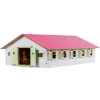 Kids Globe Stajňa pre kone s 9 boxmi a ružovou strechou 1:32