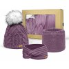 Bontis Darčekové balenie: dámska s brmbolcom čelenka a nákrčník Púdrovo fialková