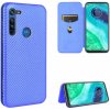 Peňaženkové Carbon puzdro na Motorola Moto G8 Power - modrá