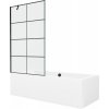 Mexen Cube obdĺžniková vaňa 170 x 80 cm s plášťom a 1 krídlovou zástenou 100 cm, čierny vzor - 550517080X9510007077