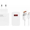 Xiaomi MDY-14-EL USB-A 33W Cestovná Nabíjačka + USB-C 6A Dátový Kábel White (Bulk)