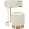 Mauro Ferretti Nočný stolík Sharon s taburetom ekokoža biely/zlatý