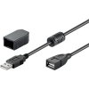 Kábel USB 2.0 A-A M/F 2m, High Speed, predlžovací, čierny, 