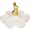 Dekorácia MagicHome Zajačik s miskami na vajíčka biela keramika 15x15x11,7 cm