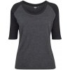Ladies 3/4 Contrast Raglan Tee - charcoal/black S
