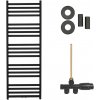 CERANO - Kúpeľňový radiátorový set Fulgidus - ústredné vykurovanie - bočné jednobodové pripojenie - 712W - čierna matná - 1500x530 mm CER-663595