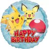 Fóliový balónik okrúhly Pokemon Happy Birthday 45 cm