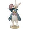Clayre & Eef Svietnik králik v modrom kabáte s vajíčkom - 10*8*20 cm - Clayre & Eef