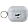 Karl Lagerfeld PU Puzdro s reliéfom Choupette Head pre AirPods Pro 2 Strieborné (KLAP2PGCHPS)