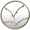 Casa Chic Berkeley Nástenné zrkadlo s kovovým rámom okrúhle Ø 80 cm Dizajn vetiev (EL-MIR-BRANCH-80-GLD)