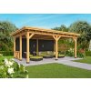 Drevená pergola ODENSE XL 550x378 cm typ 2 s čiernymi stenami Tuindeco