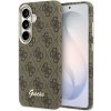 Guess PU 4G Script Metal Logo Magnetic Zadní Kryt pro Samsung Galaxy S26 Brown