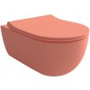 Bocchi V-Tondo - Závesné WC 545x360 mm Rimless + slim sedátko, SoftClose - SET, lososová matná