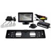 Asistenty parkovania TFT01 4,3” s kamerou CAM-402 LED v podložke pod ŠPZ, 4-senzorové, strieborné