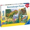 Ravensburger Puzzle Dinosaury a čas 3x49 dielikov
