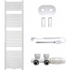CERANO - Kúpeľňový radiátorový set Lincoln - kombinované vykurovanie, termo tyč - stredové pripojenie 50 mm - 559W - biela lesklá - 1800x500 mm
