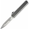 Golgoth G11B6 Silver. Couteau automatique OTF lame double tranchant acier D2 manche aluminium silver