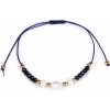 Náramok shamballa s perleťou a brúsenými korálikmi modrá tmavá 1ks