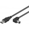 PremiumCord Kábel USB 2.0, AB, 3m so zahnutým USB-B konektorom 90°