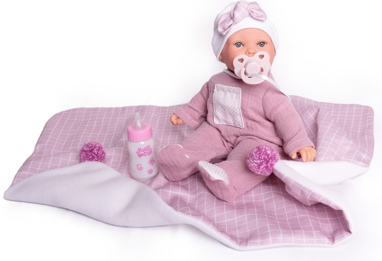 Antonio Juan Realistická miminko- holčička Kika v růžovém pyžamu s dečkou od Kika Lagrimitas con mantita
