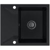 Sink Quality Obsidian, kuchynský granitový drez 590x500x210 mm + čierny sifón, čierna, SKQ-OBS.C.1KKO.XB