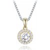 MINET Elegantný strieborný náhrdelník s pozláteným príveskom a bielymi zirkónmi