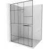 Mexen Kioto+ L, sprchová zástena Walk-In s poličkou a vešiakom 70 x 200 cm, 8mm číre sklo čierny vzor, chrómový profil, 800-070-123-01-78