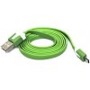 USB kábel (2.0), USB A samec - microUSB samec, 1m, plochý, zelený