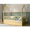 Detská posteľ DOMČEK 80x160 so zásuvkou a roštom, borovica D9S