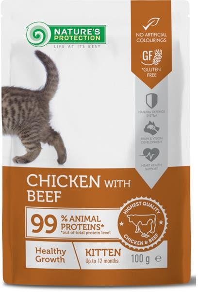 Nature\'s Protection Cat Kitten Chicken and Beef 100 g