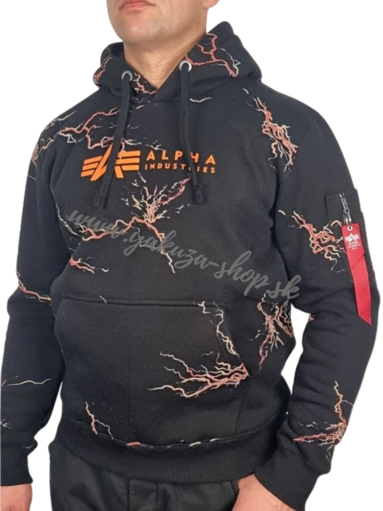 Alpha Industries LIGHTNING AOP Hoody black/orange