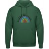 AWDis Hoodie Mikina - Dúha s nápisom - Beautiful like a rainbow - Fľašková zelená - XXL - Pánske