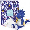 Doudou Plyšový dinosaurus s dečkou 25 cm modrý