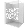 Mexen Kioto+, sprchová zástena Walk-In s poličkou a vešiakom 140 x 200 cm, 8mm číre sklo biely vzor, biely profil, 800-140-121-20-85