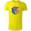 Rubikova kocka kreslená - Tričko z organickej bavlny - M ( Citrónová )