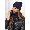 Fashionweek Dámska Súprava teplý pohodlný dámsky set dámska čiapka a šál cashmere touch S2204 Farba: námornícka modrá, Veľkosť: Universal