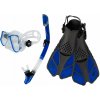 Šnorchlovací set 3 v 1, MODRÝ/TRANSPARENTNÝ S/M, ploutve 36-41