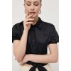 Košeľa Guess dámska, čierna farba, voľný strih, s klasickým golierom W3GH71.WE2Q0 L
